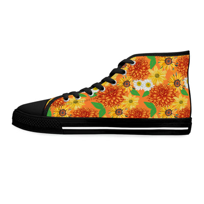 Sunflowers Women's High Top Canvas Shoes - Sneakers - Black - Left