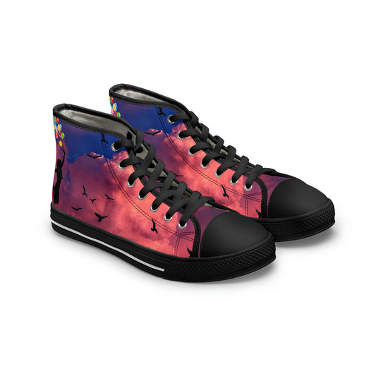 Girl With Balloons Women's High Top Canvas Shoes - Sneakers - Black