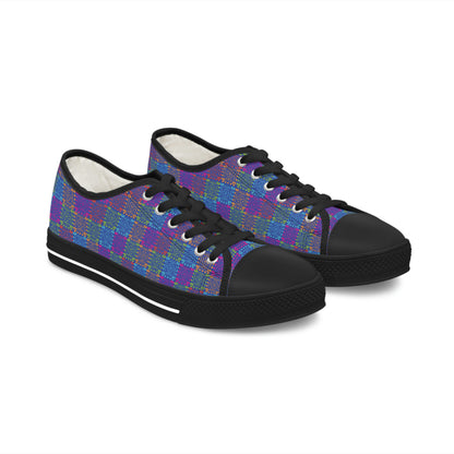 Purple Patterns Women's Low Top Canvas Shoes - Sneakers - Black