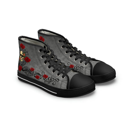 Skull&amp;Roses Women's High Top Canvas Shoes - Sneakers - Black