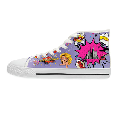 Comic Women's High Top Canvas Shoes - Sneakers - White - Left