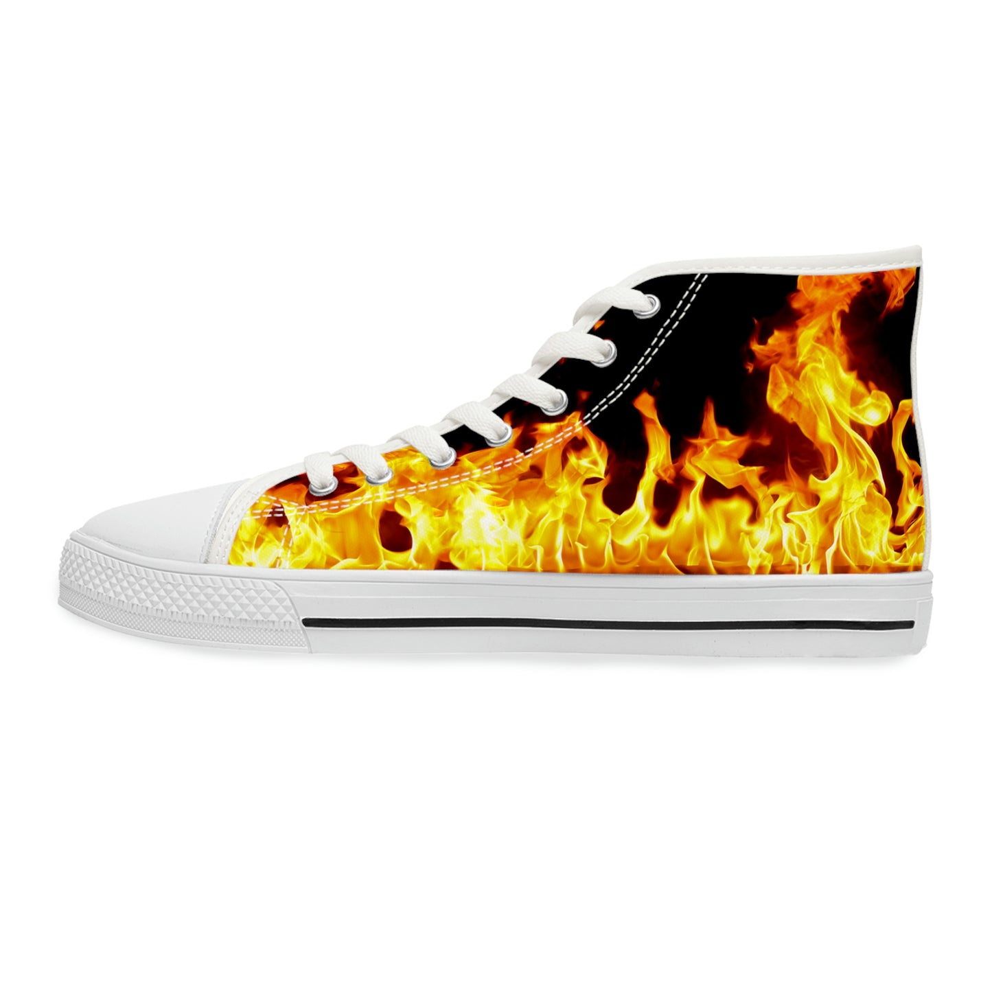 Flames Women's High-Top Canvas Shoes - Sneakers - White - Left