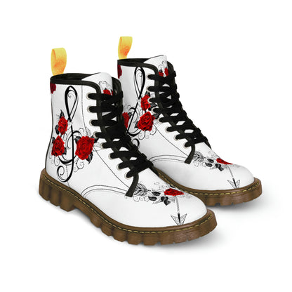 Red Roses Women's Canvas Boots - Women's Boots - Brown - On The Go