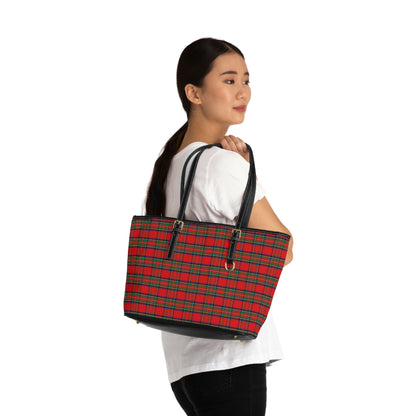 Scottish Tartan PU Leather Shoulder Bag - Leather Tote Bag - Stylish