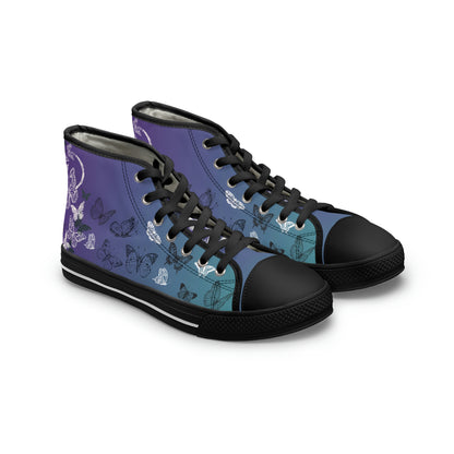 Modern Butterflies Women's High Top Canvas Shoes - Sneakers - Black