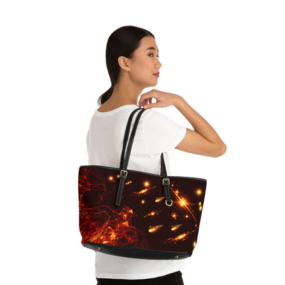 Fireball PU Leather Shoulder Bag - Leather Tote Bag - On The Go