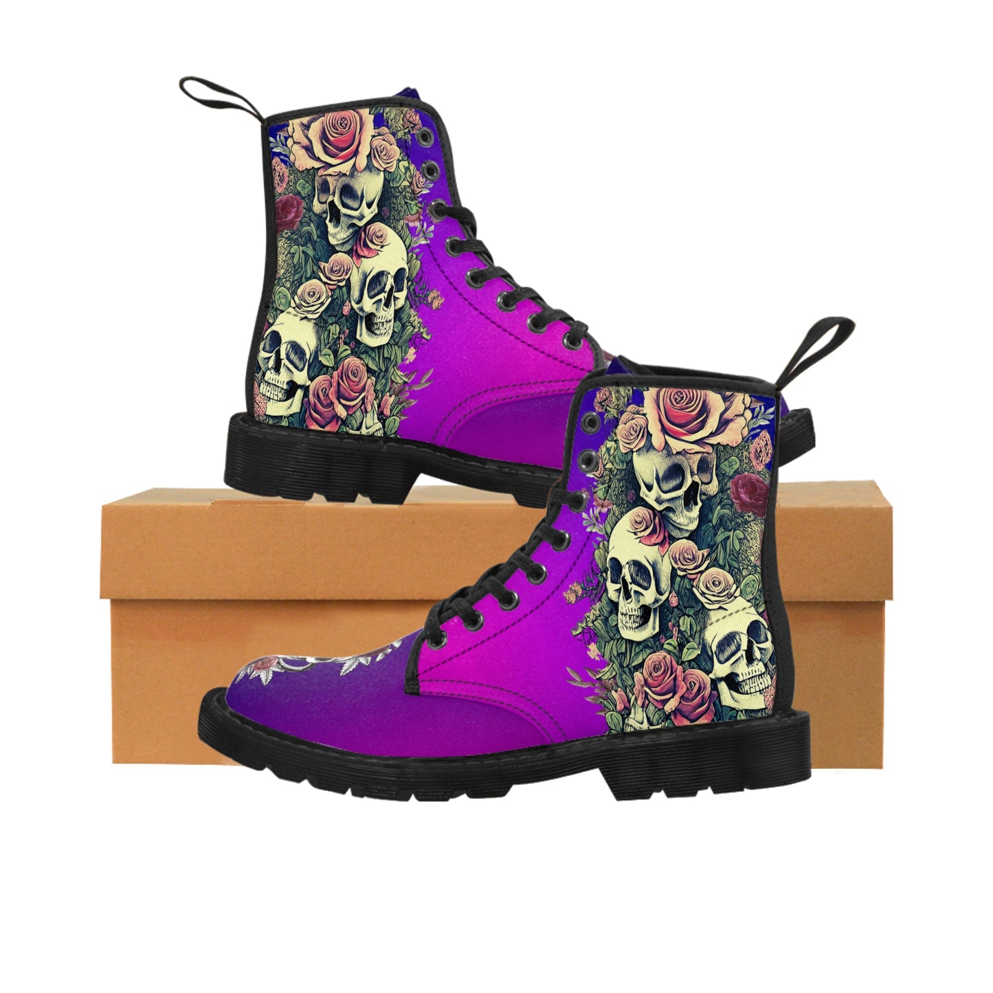 Skulls In The Garden Women's Canvas Boots - Women’s Boots - Black