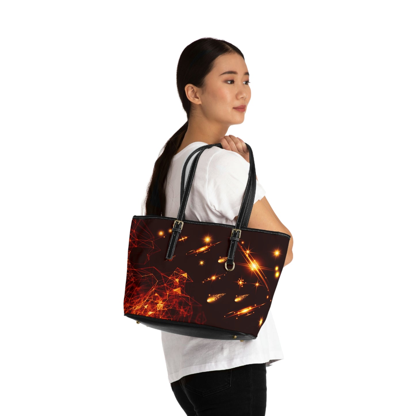 Fireball PU Leather Shoulder Bag - Leather Tote Bag - Everyday Use