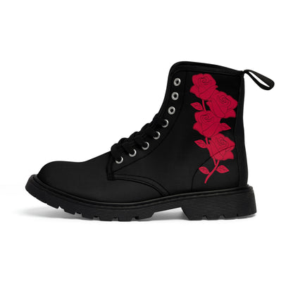 Unusual Black &amp; Red Women's Canvas Boots - Women’s Boots - Black - Right