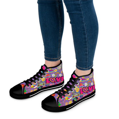 Hippie Love Women's High Top Canvas Shoes - Sneakers - Black - On The Go