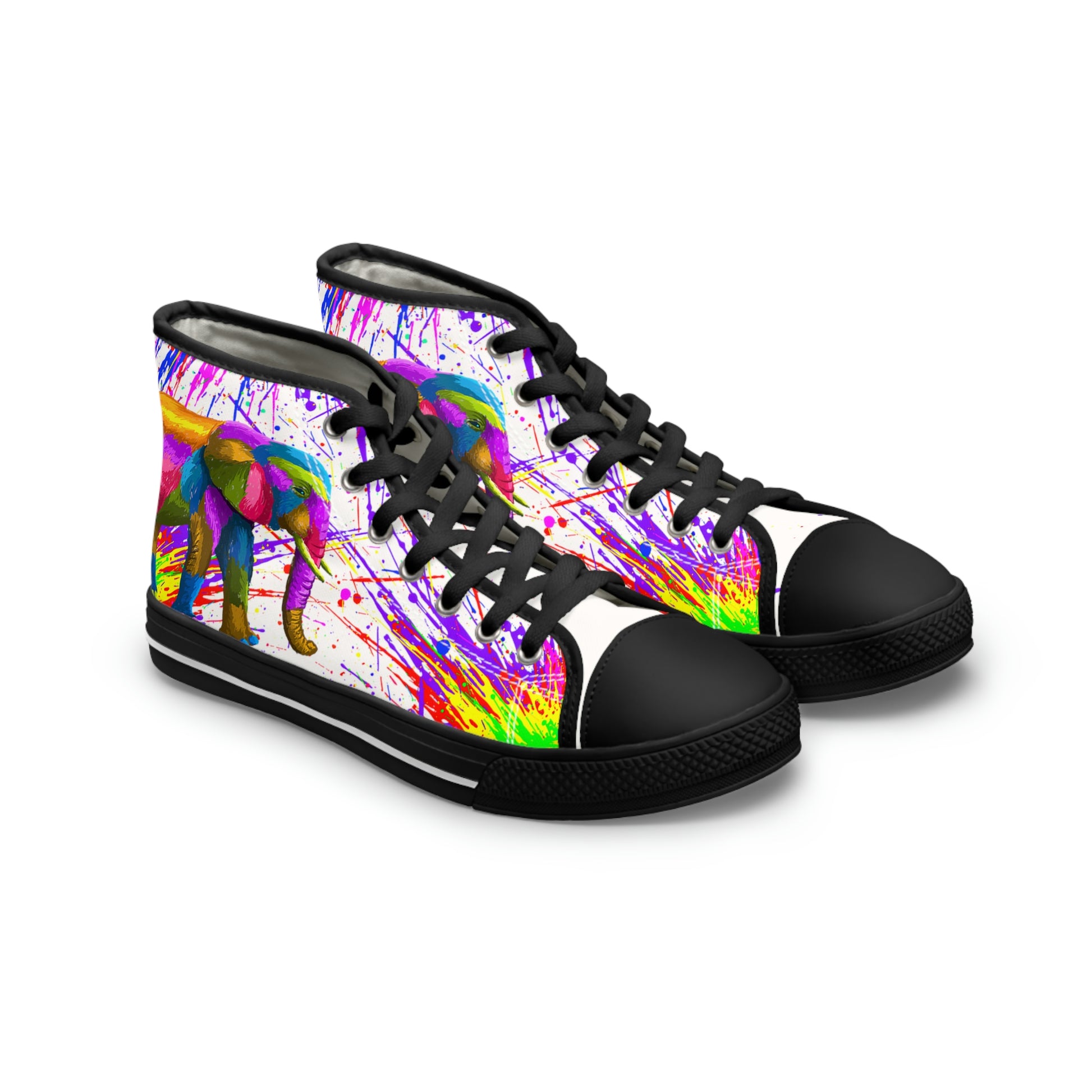 Elephant Women's High-Top Canvas Shoes - Sneakers - Black