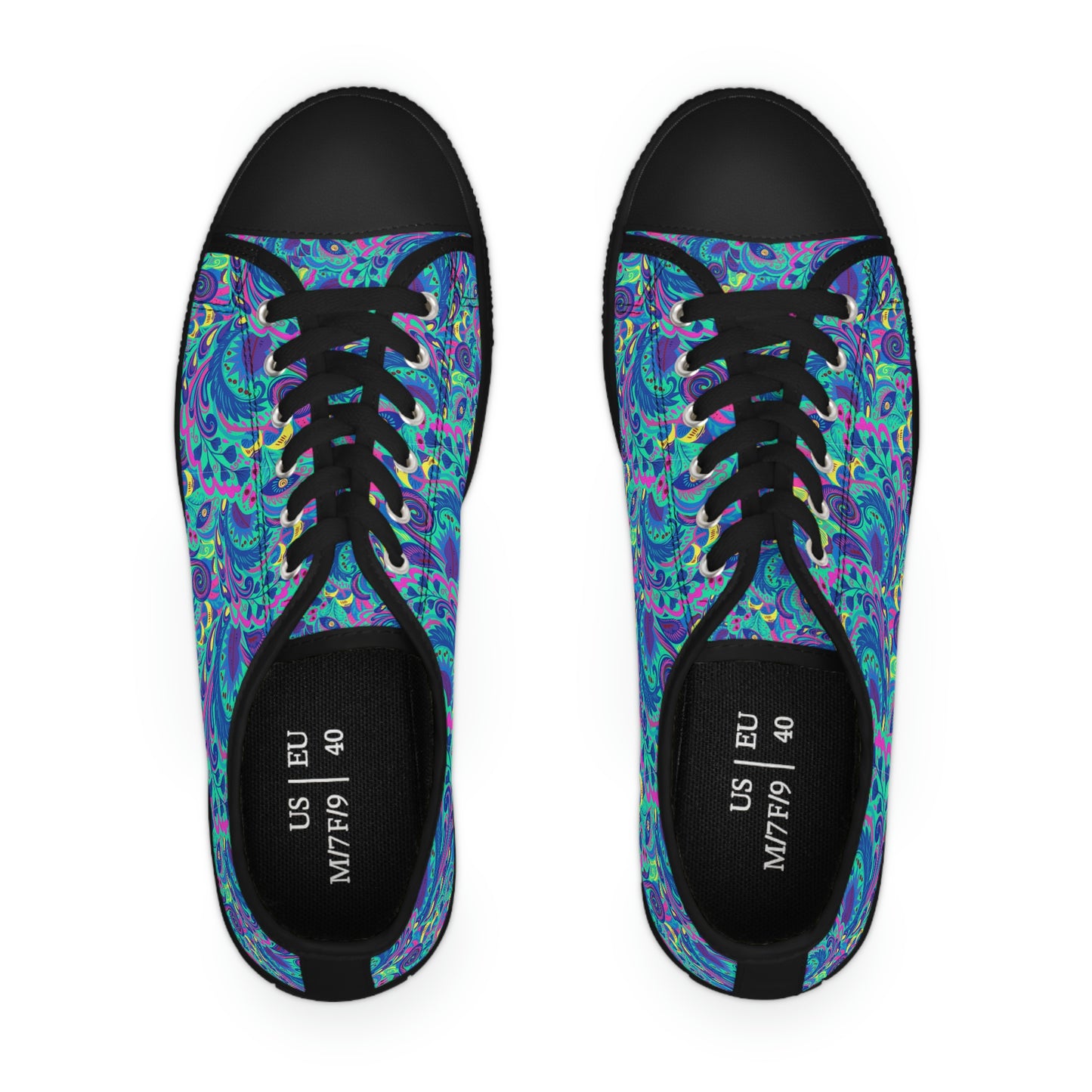 Colourful Hippie Women's Low Top Canvas Shoes - Sneakers - Black - Top