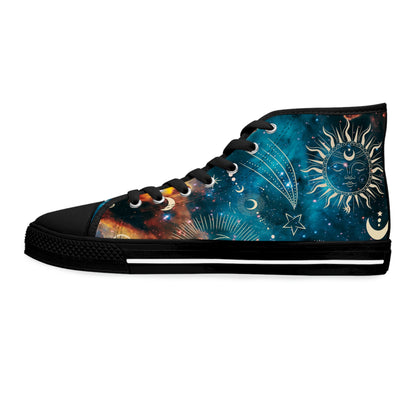 Constellations Women's High Top Canvas Shoes - Sneakers - Black - Left