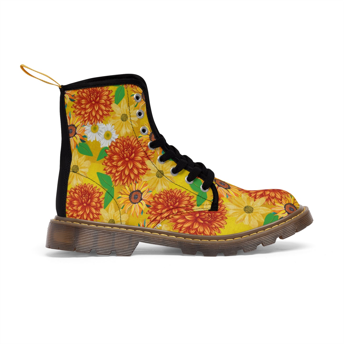 Sunflowers Women's Canvas Boots - Women’s Boots - Brown - Right