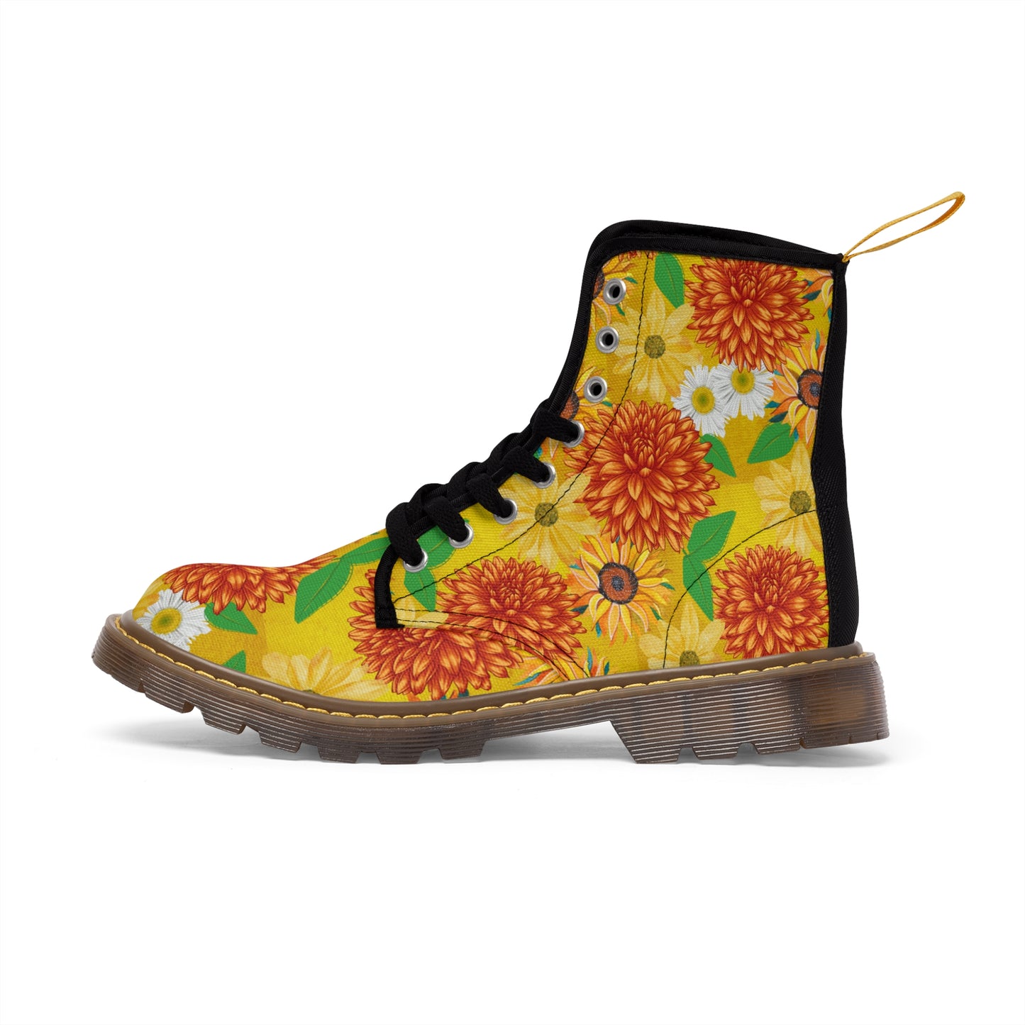 Sunflowers Women's Canvas Boots - Women’s Boots - Brown - Left