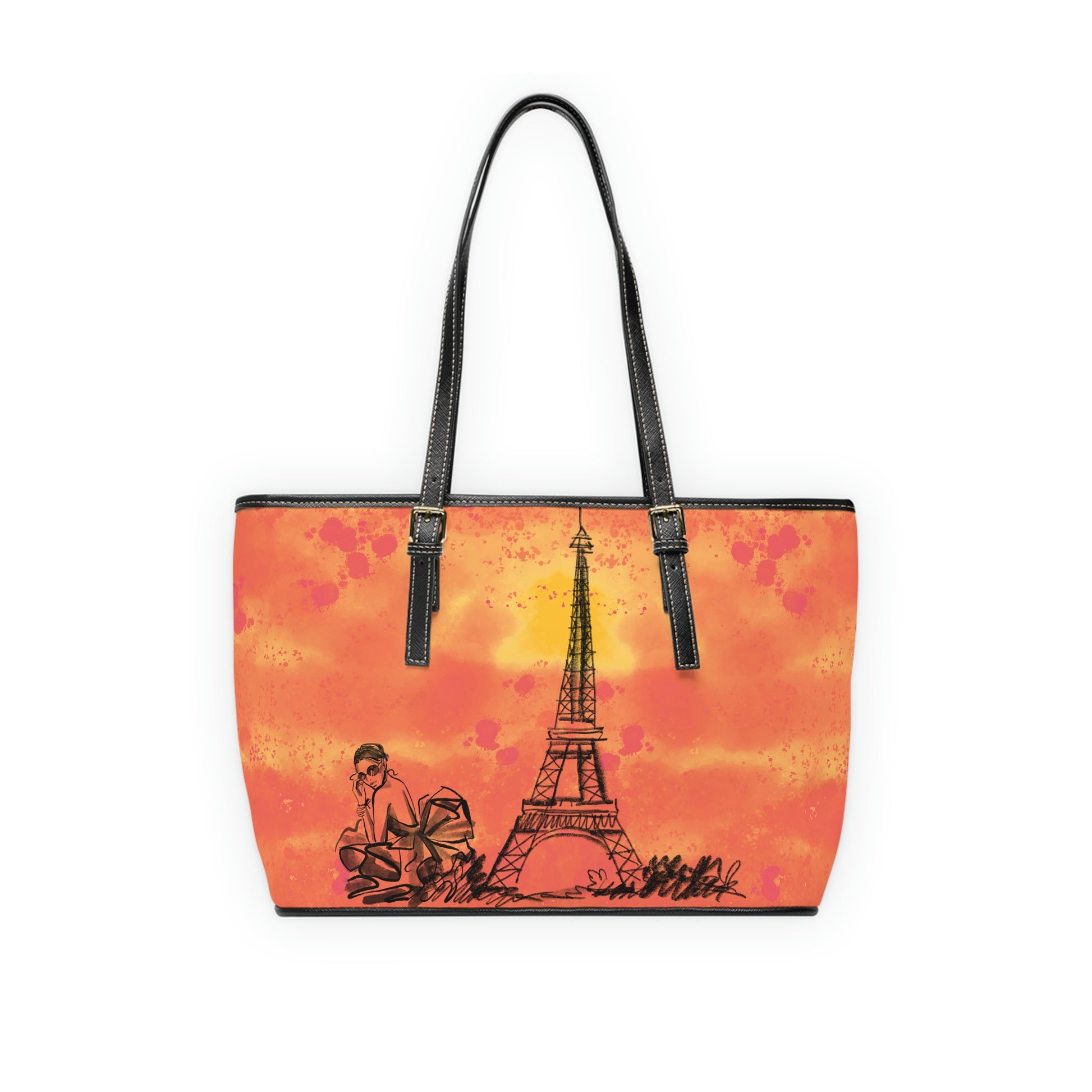 French Sunset PU Leather Shoulder Bag - Leather Tote Bag - Elegant Bag