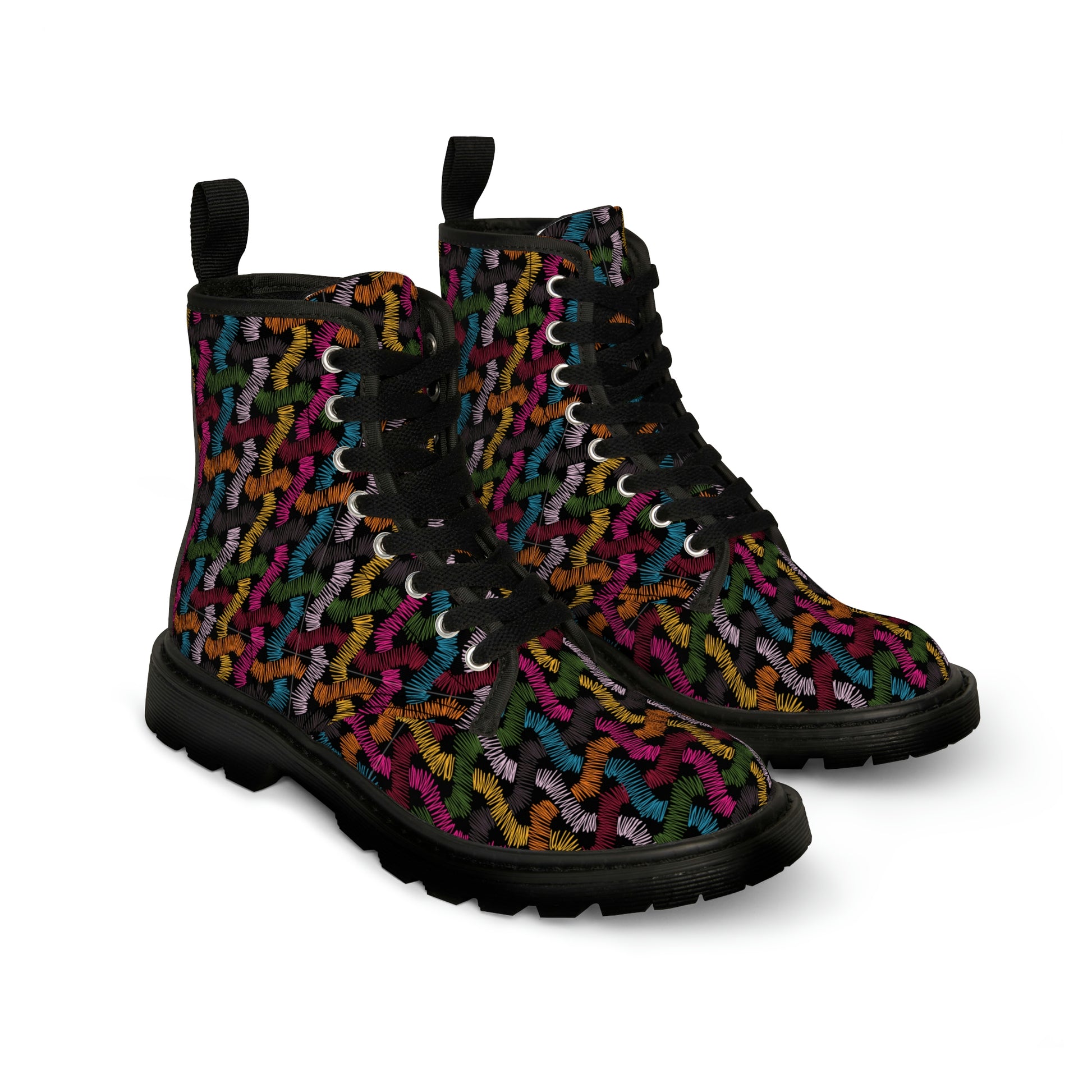 Colourful Patterns Women's Canvas Boots - Women’s Boots - Black - On The Go