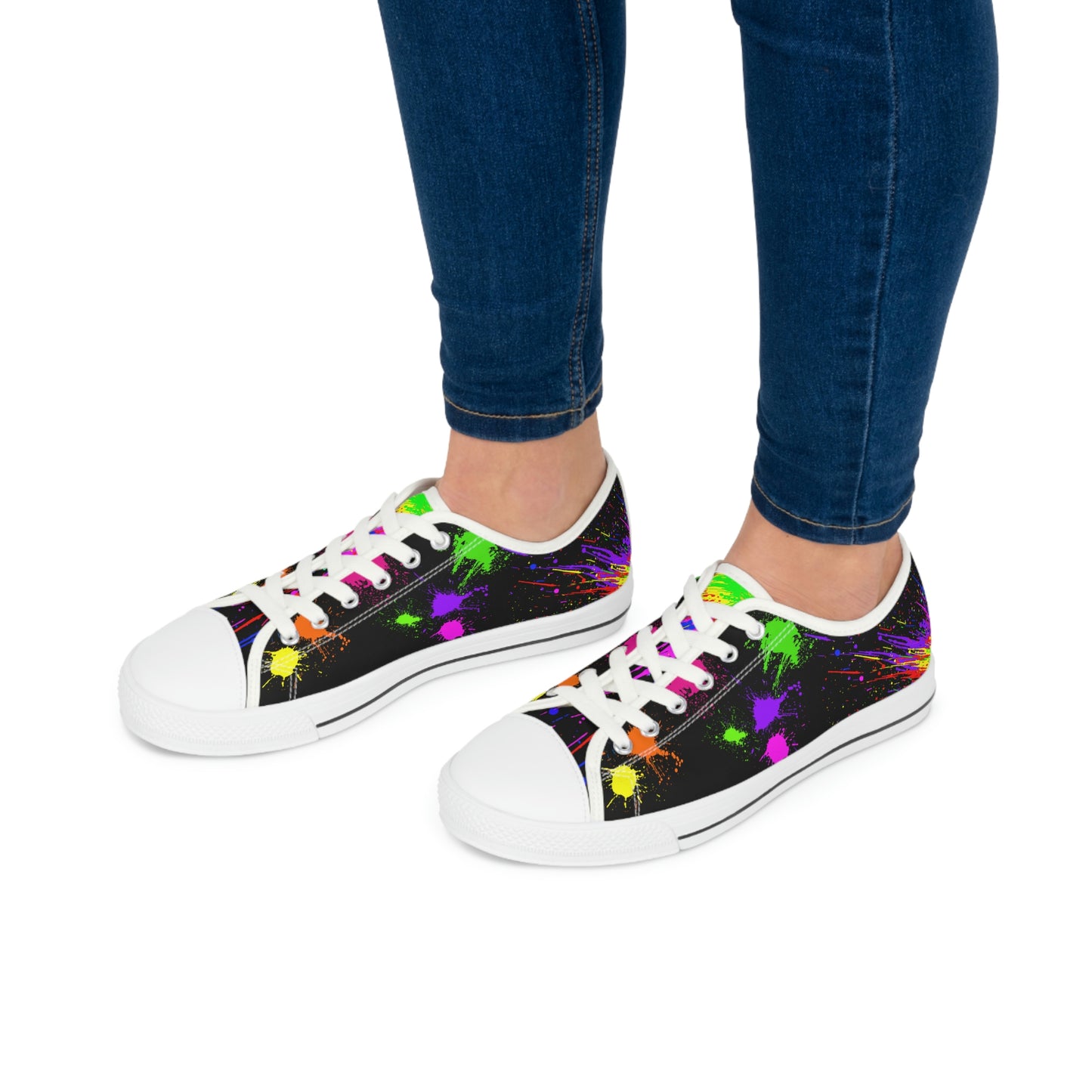 Paint Splashes Women's Low Top Canvas Shoes - Sneakers - White