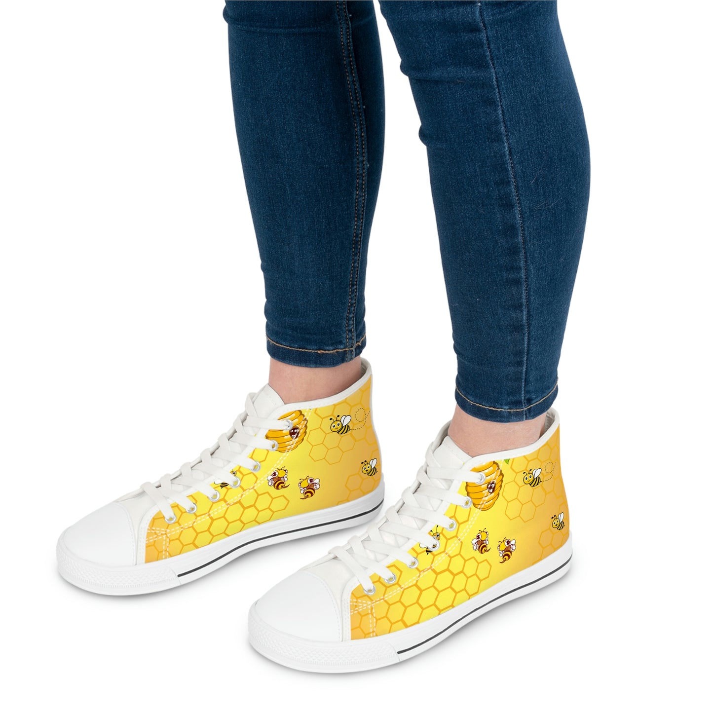 Honey &amp; Bees Women's High-Top Canvas Shoes - Sneakers - White - Shoes