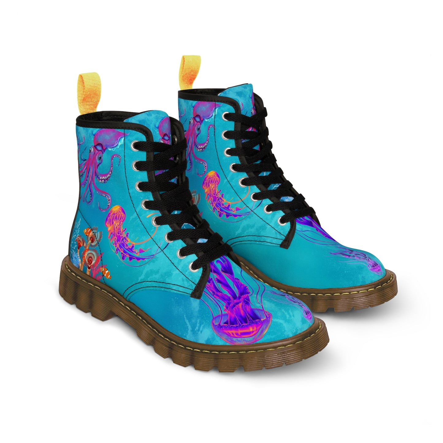 Under The Sea Women's Canvas Boots - Women’s Boots - Brown - Left And Right