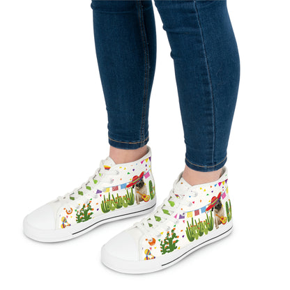 Mexican Women's High Top Canvas Shoes - Sneakers - White - On The Go