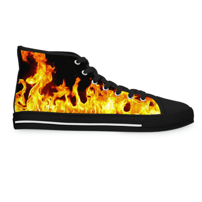 Flames Women's High-Top Canvas Shoes - Sneakers - Black - Right