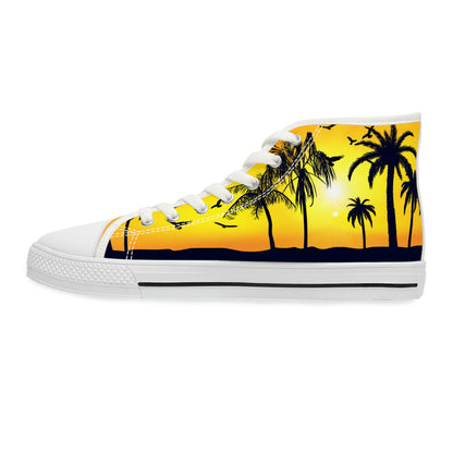 Sunset At The Beach Women's High Top Canvas Shoes - Sneakers - White - Left