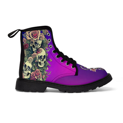 Skulls In The Garden Women's Canvas Boots - Women’s Boots - Black - Right