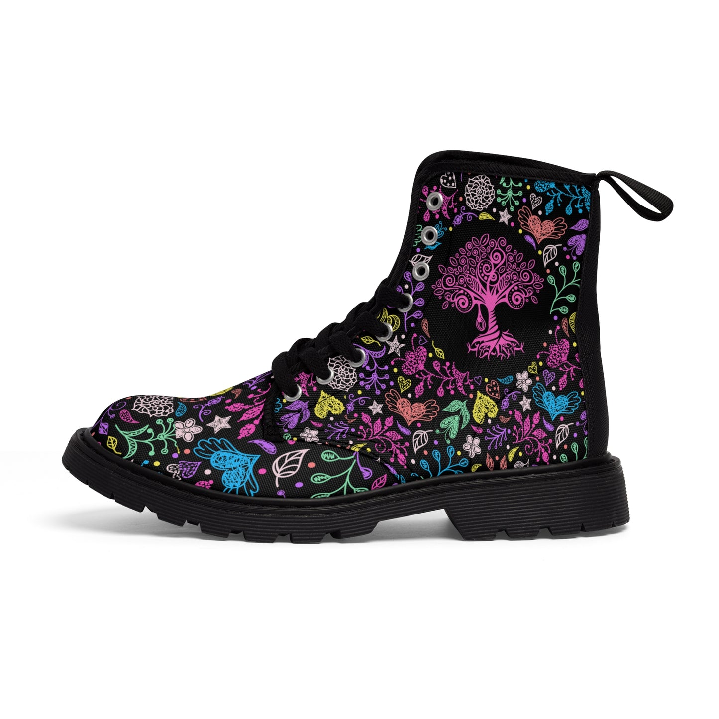 Drawings Women's Canvas Boots - Women’s Boots - Black - Left