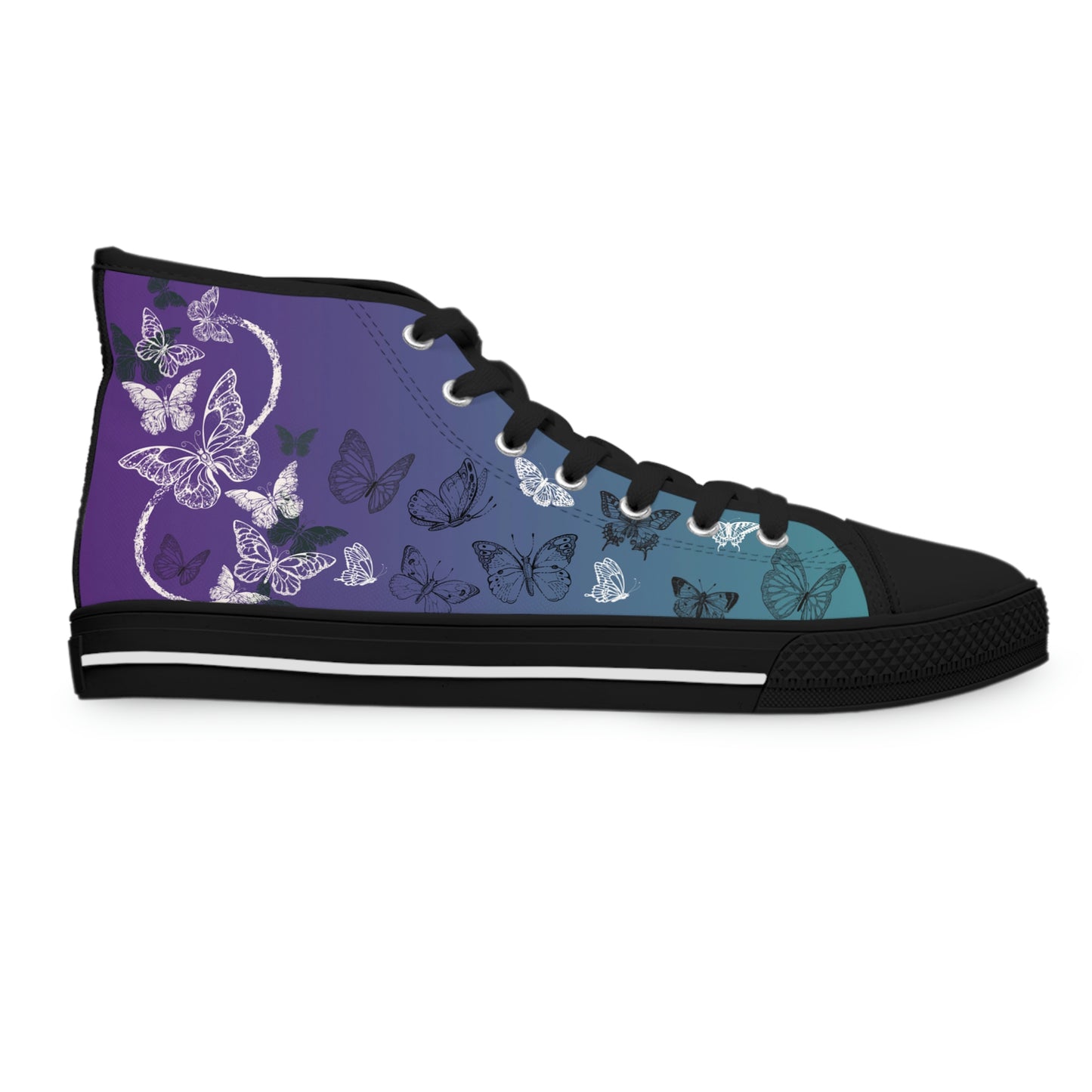 Modern Butterflies Women's High Top Canvas Shoes - Sneakers - Black - Right