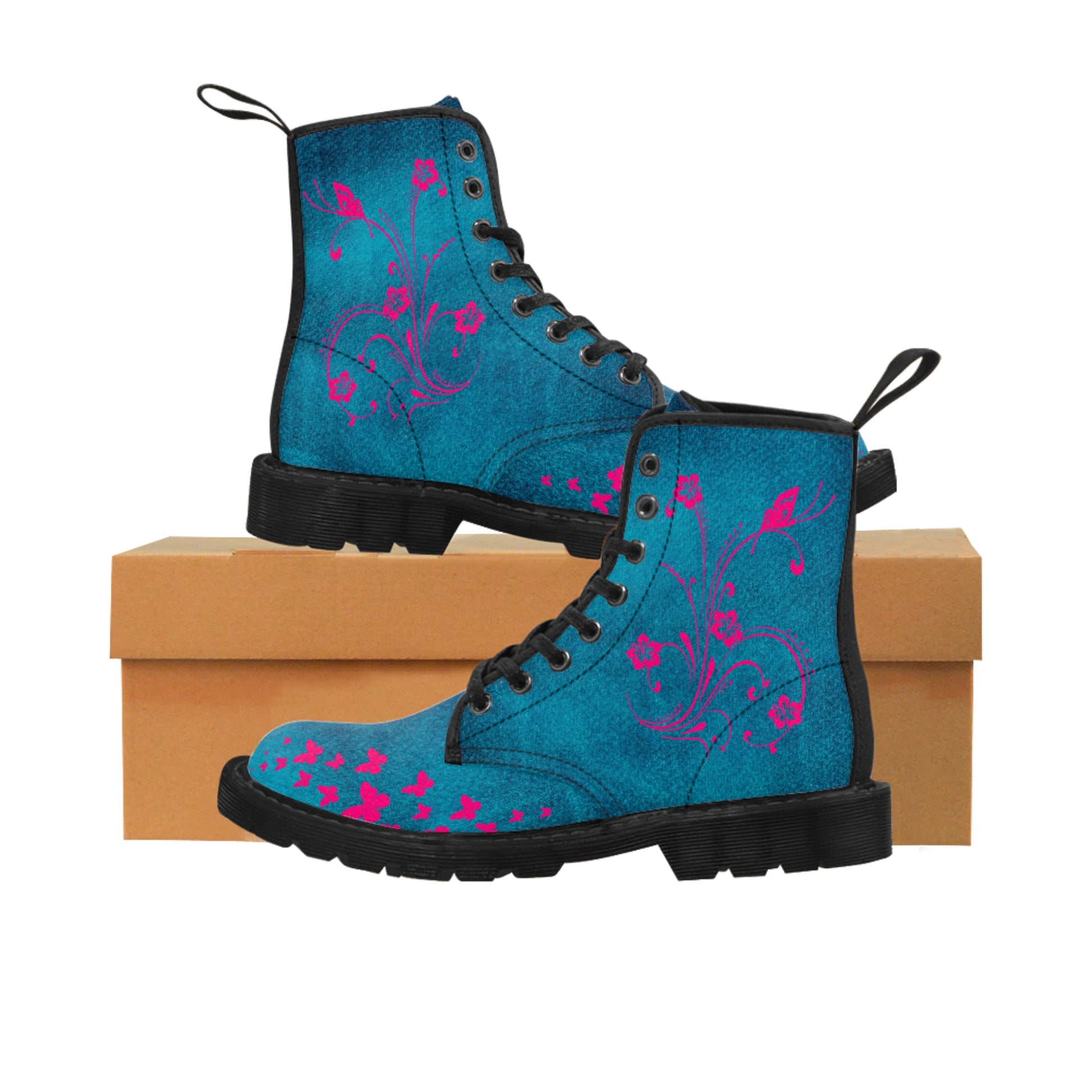 Enchanted Flowers Women's Canvas Boots - Women’s Boots - Black