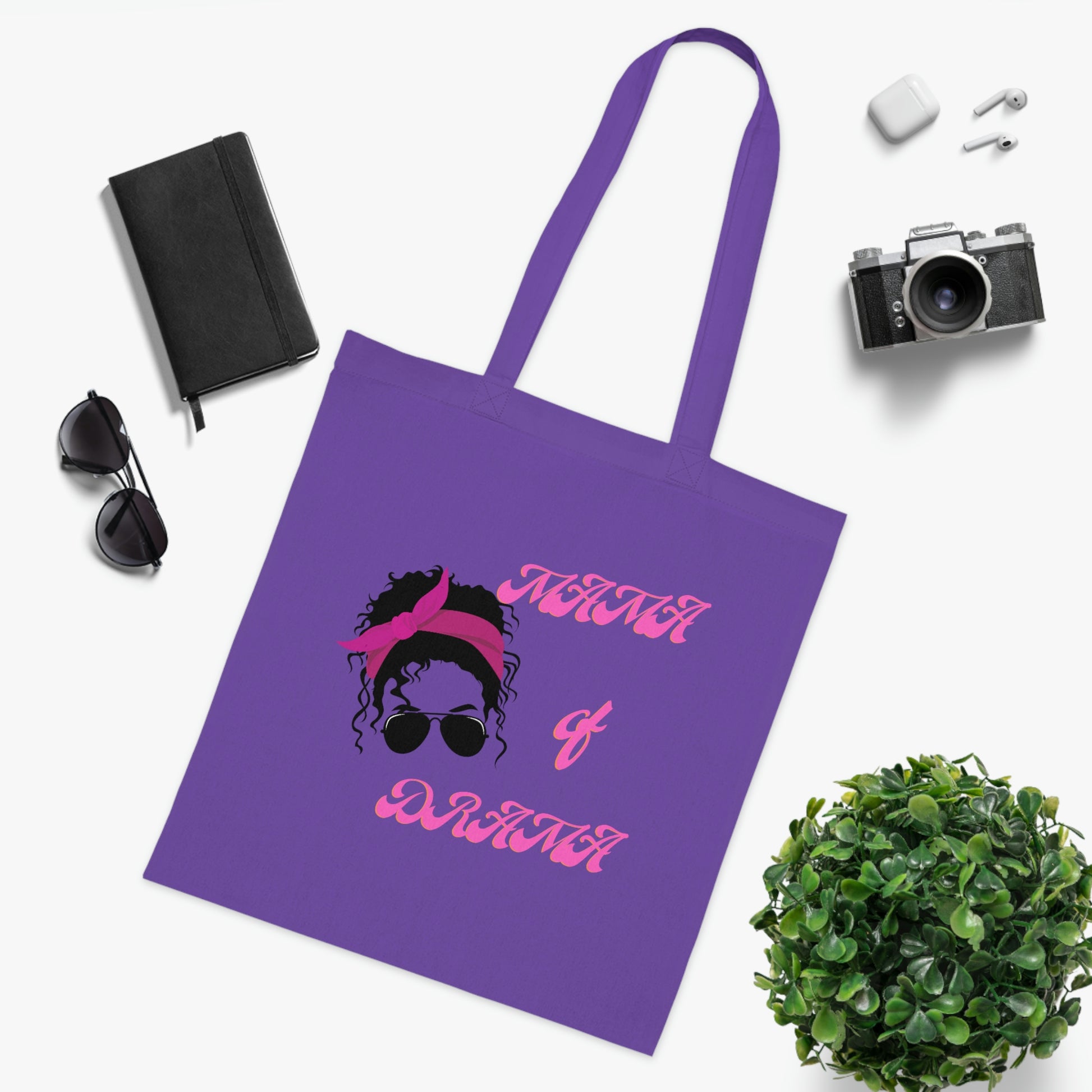 Mama Of Drama Canvas Tote Bag | Reusable Grocery Bag | Shoulder Bag | Cute Tote Bag | Purple