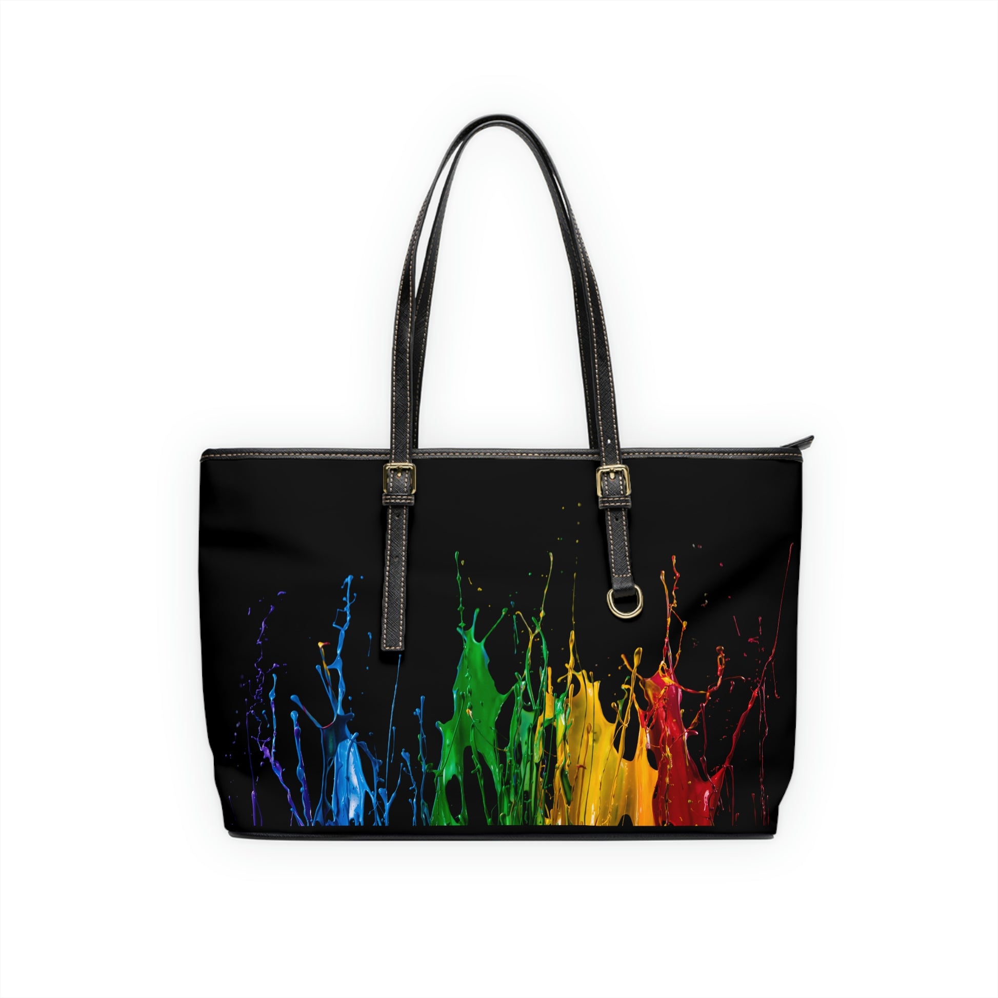 Splash Of Paint PU Leather Shoulder Bag - Leather Tote Bag - Modern Tote Bag