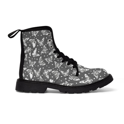 Lace Butterflies Women's Canvas Boots - Women’s Boots - Black - Right