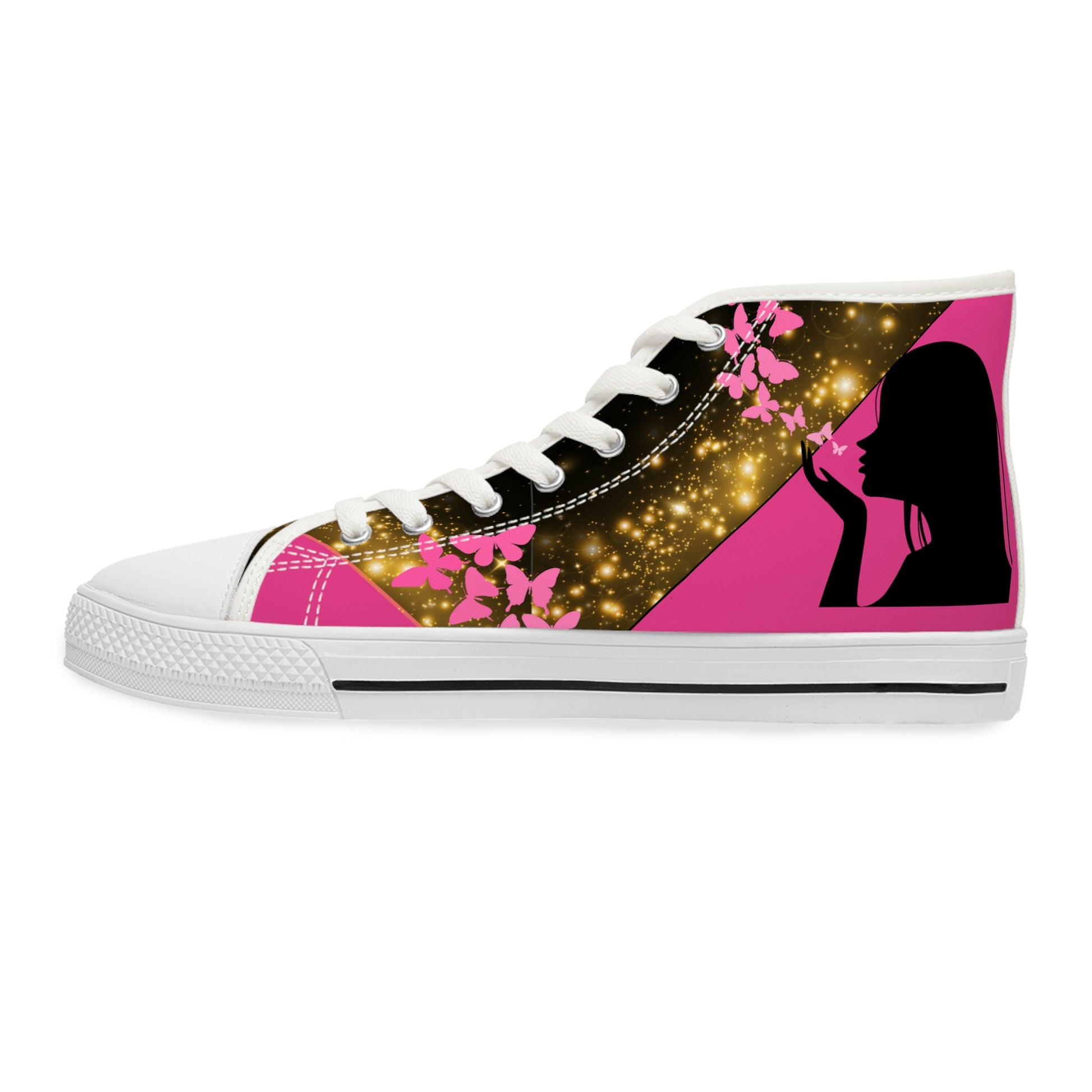 Magical Butterflies Women's High Top Canvas Shoes - Sneakers - White - Left