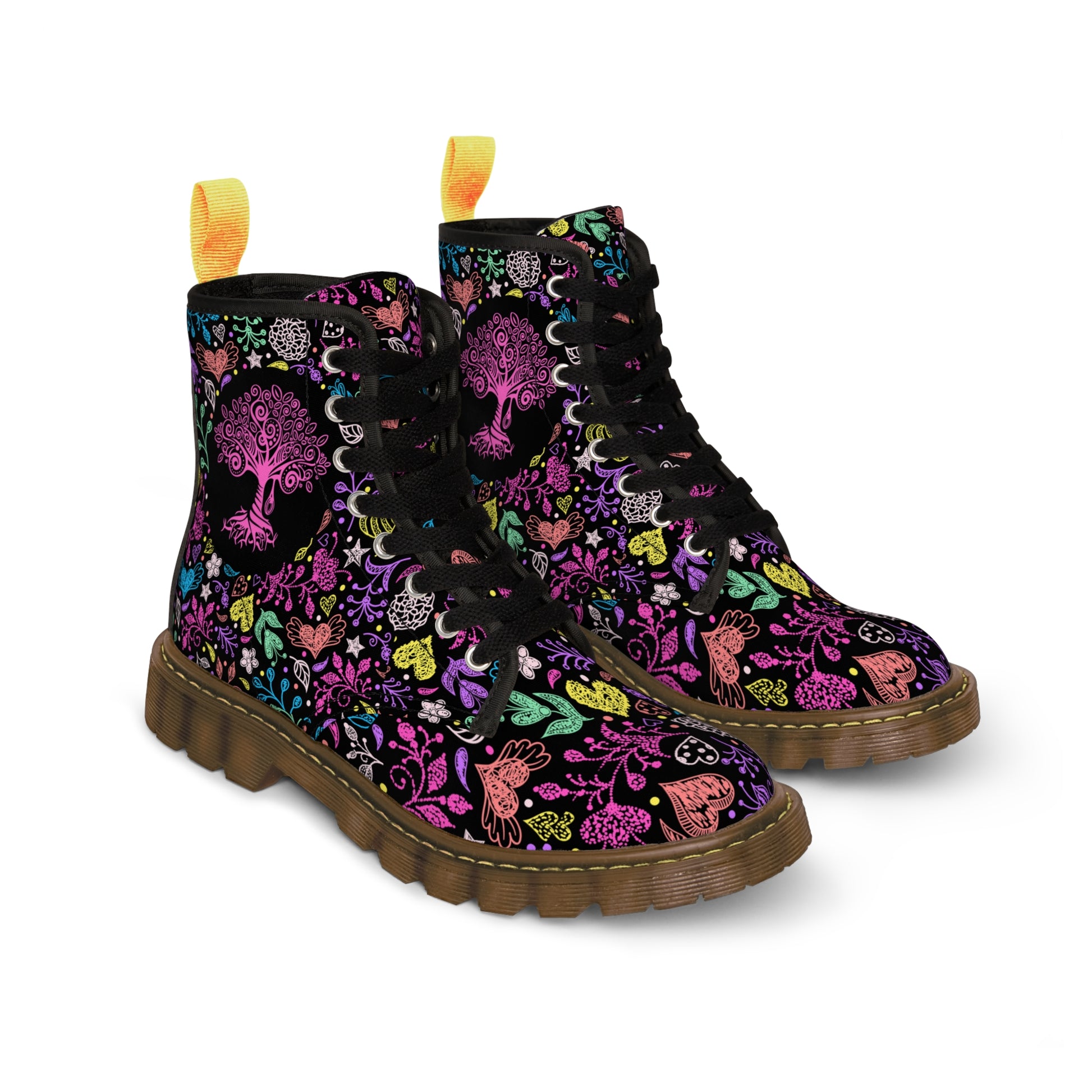 Drawings Women's Canvas Boots - Women’s Boots - Brown - Left And Right