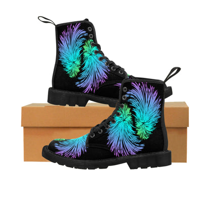 Colourful Feather Women's Canvas Boots - Women's Boots - Black - Left and Right