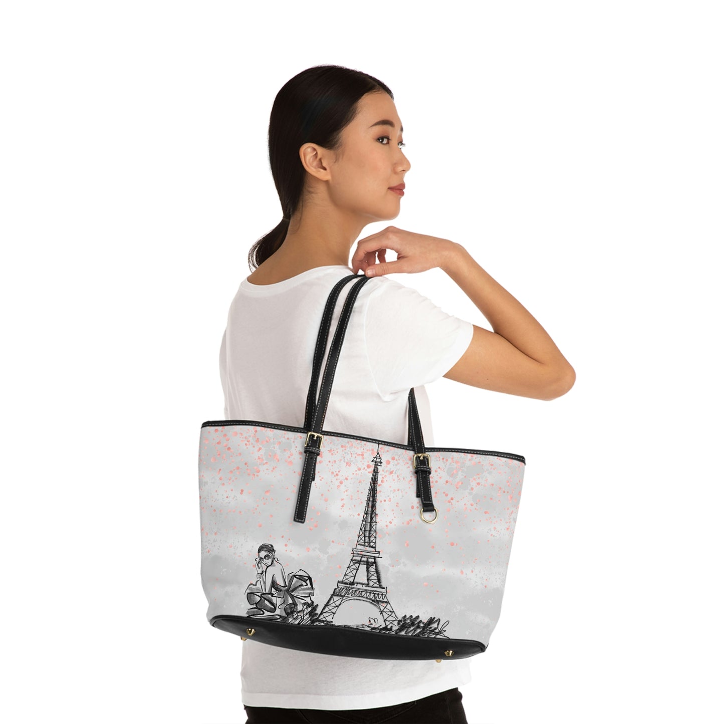 Lady In France PU Leather Shoulder Bag - Leather Tote Bag - Stylish Bag