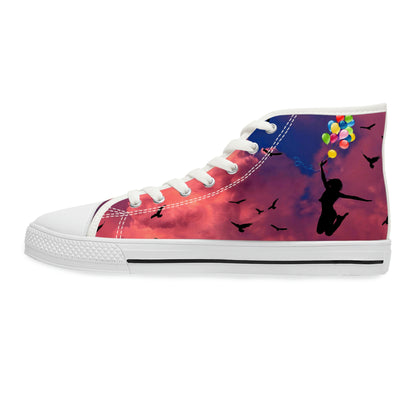 Girl With Balloons Women's High Top Canvas Shoes - Sneakers - White - Left