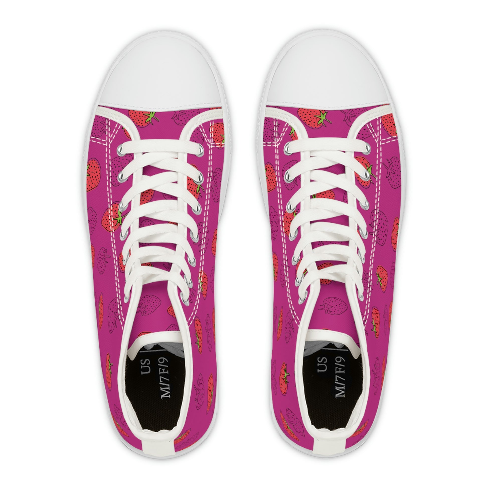 Strawberry Women's High Top Canvas Shoes - Sneakers - White - Top