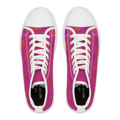 Strawberry Women's High Top Canvas Shoes - Sneakers - White - Top