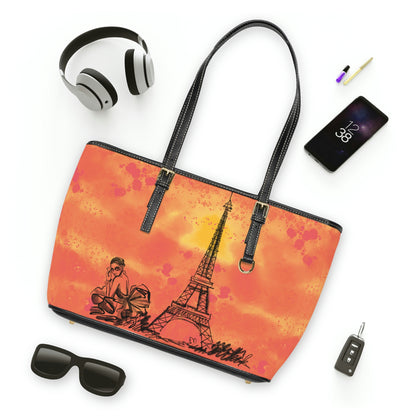 French Sunset PU Leather Shoulder Bag - Leather Tote Bag - Stylish Bag