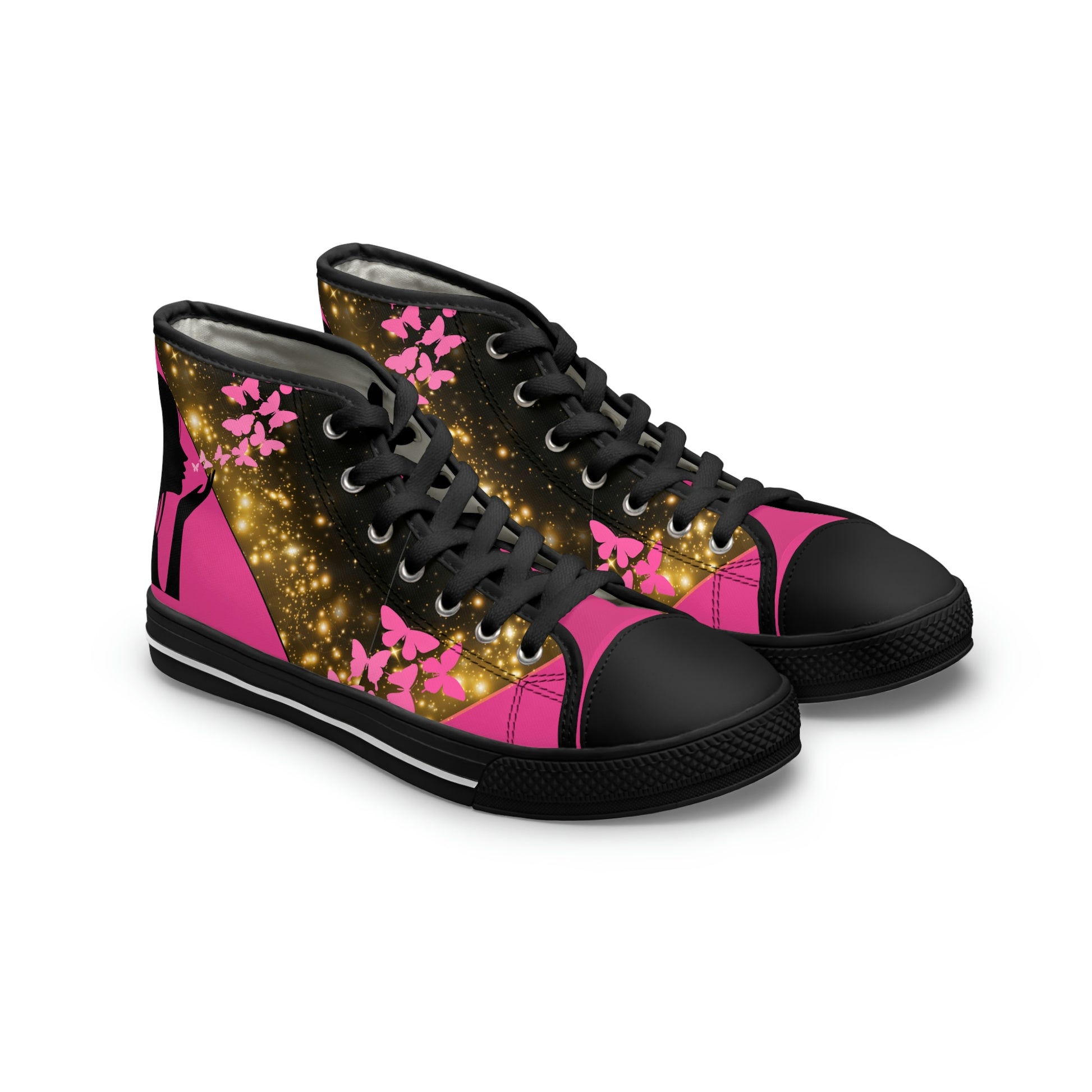 Magical Butterflies Women's High Top Canvas Shoes - Sneakers - Black