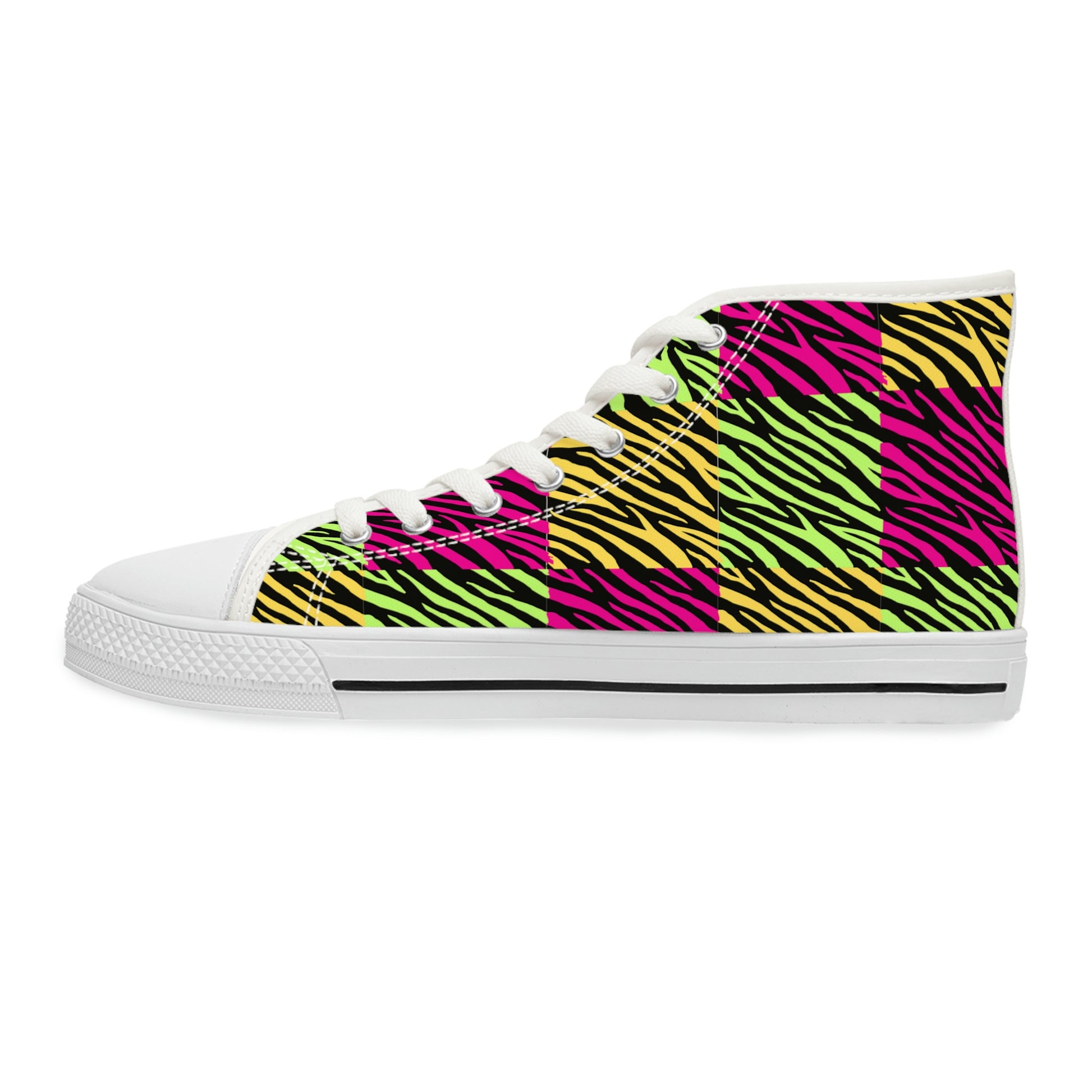 Stripes Women's High-Top Canvas Shoes - Sneakers - White - Left