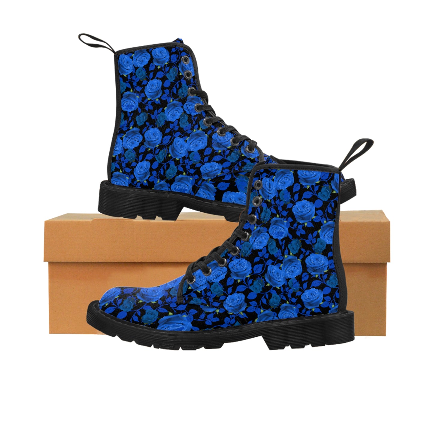 Blue Roses Women's Canvas Boots - Women’s Boots - Black