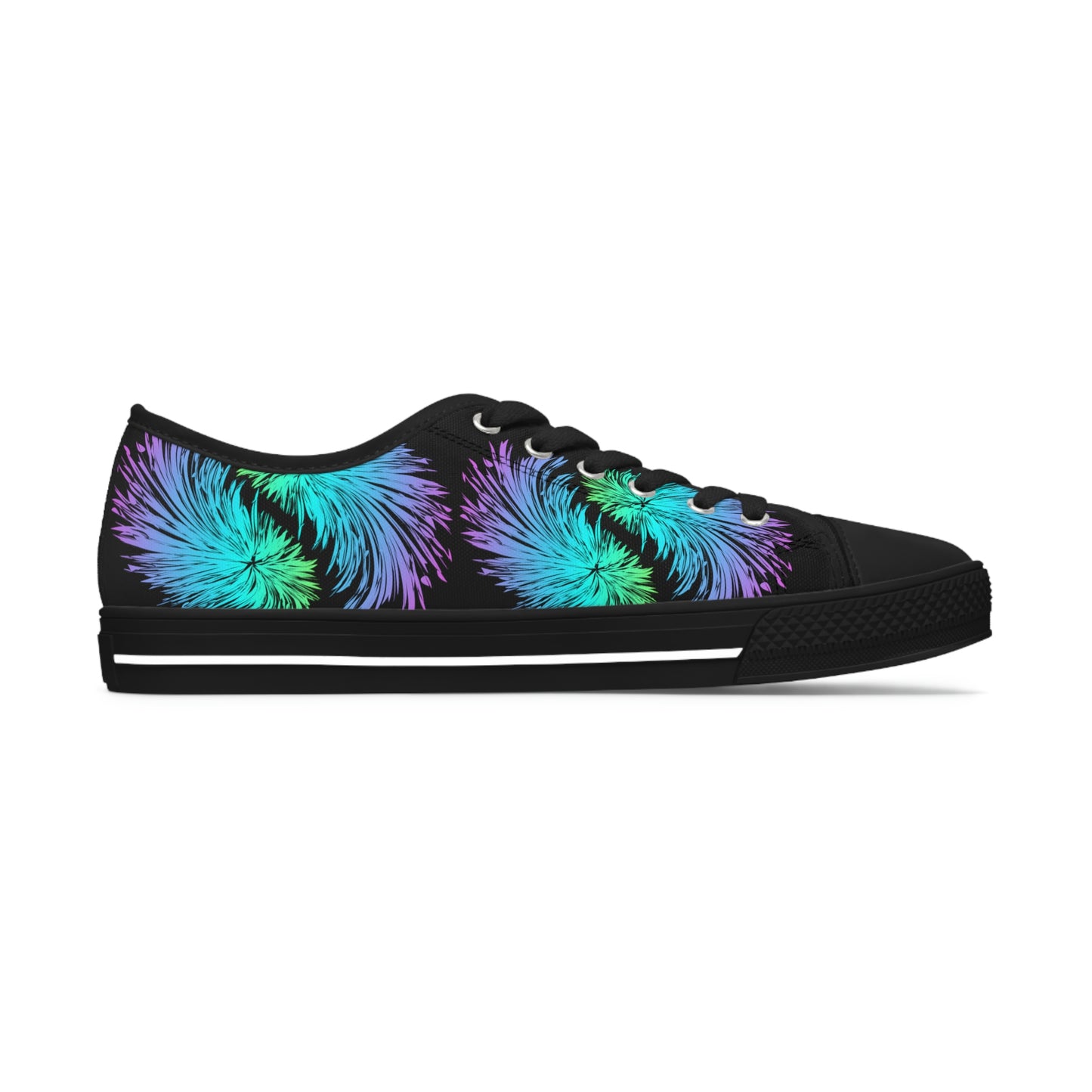 Vibrant Feather Women's Low Top Canvas Shoes | Sneakers | Black | Left