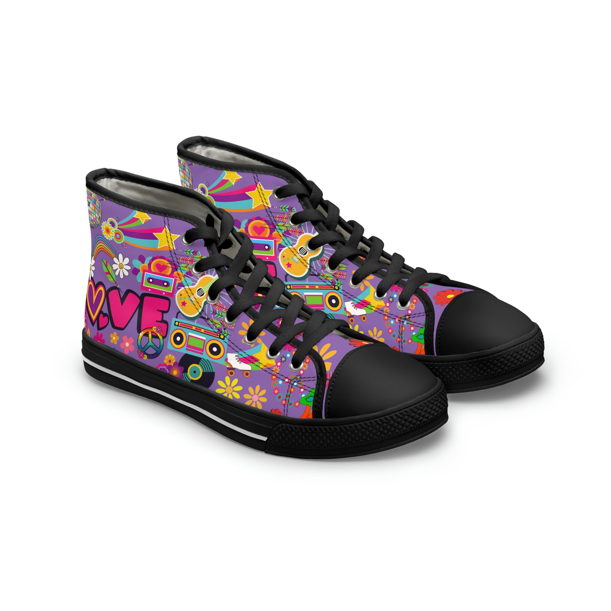 Hippie Love Women's High Top Canvas Shoes - Sneakers - Black