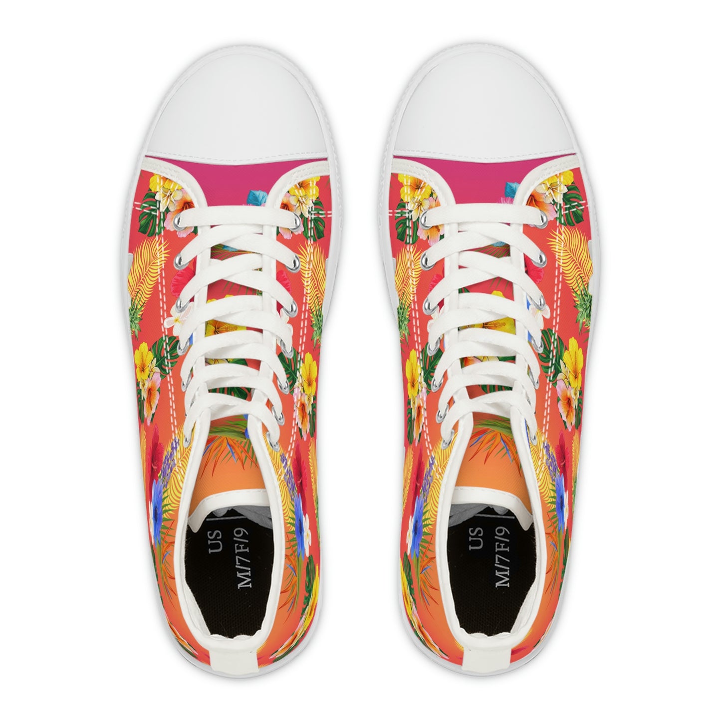 Tropical Flowers Women's High Top Canvas Shoes - Sneakers - White - Top