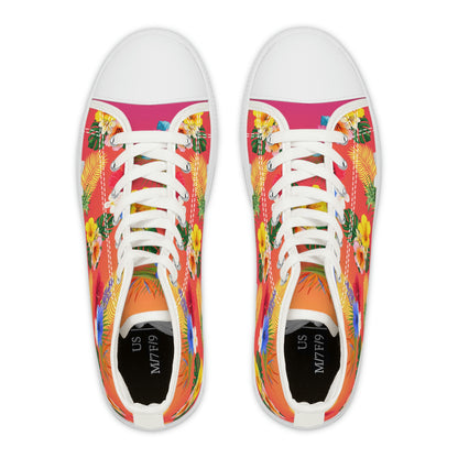 Tropical Flowers Women's High Top Canvas Shoes - Sneakers - White - Top