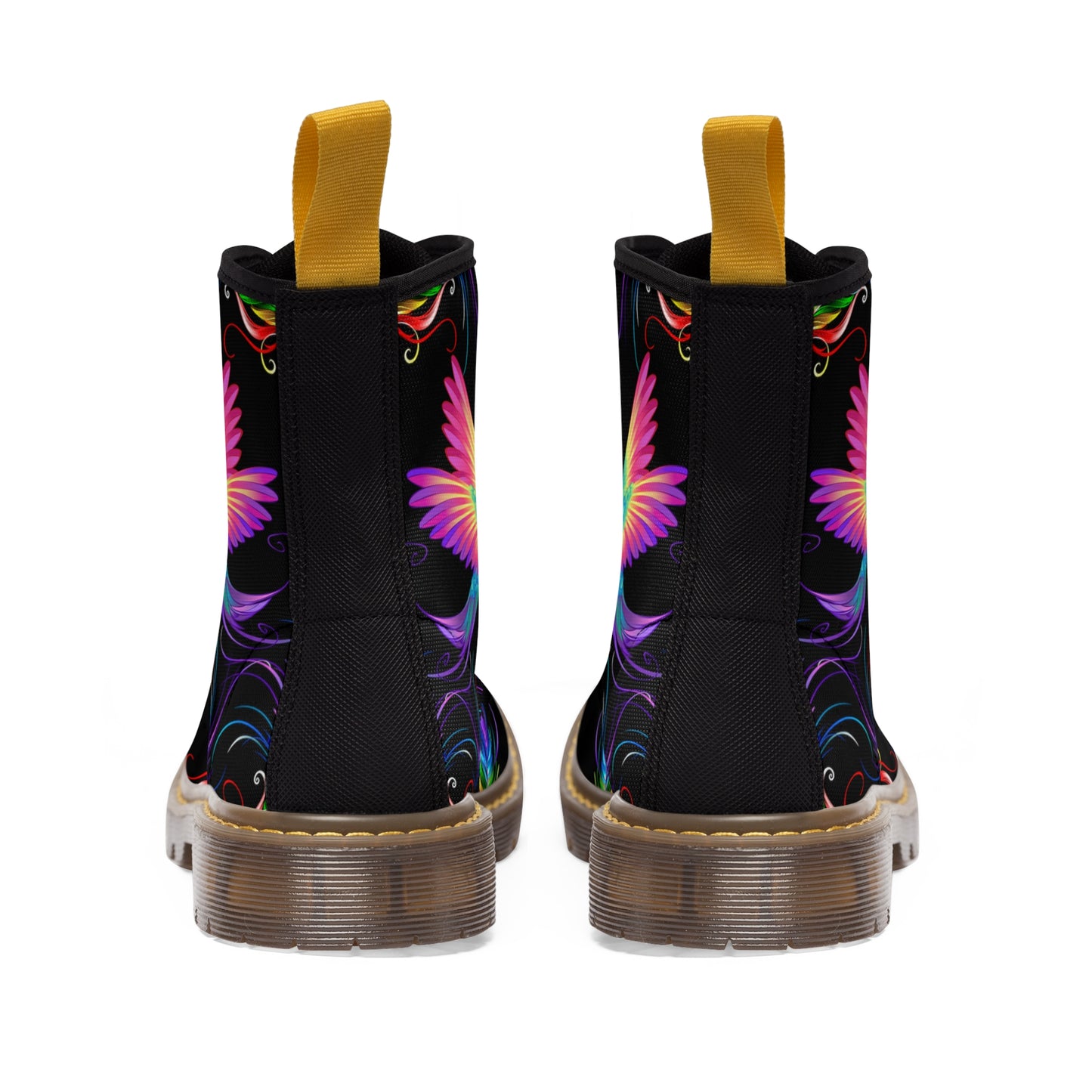 Rainbow Hummingbird Women's Canvas Boots - Women’s Boots - Brown - Back